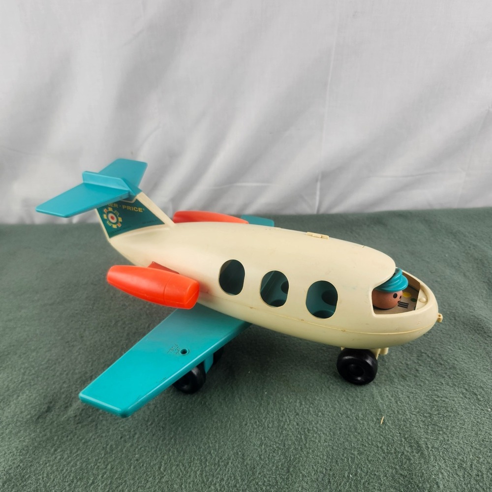 VINTAGE Fisher Price Little People AIRPLANE Airport Jet Toy 1970-72